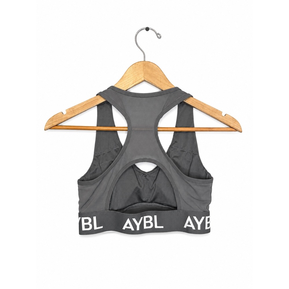 AYBL Balance V Neck Sports Bra Gray Racerback Medium M Athletic Gym Training - Picture 3 of 6